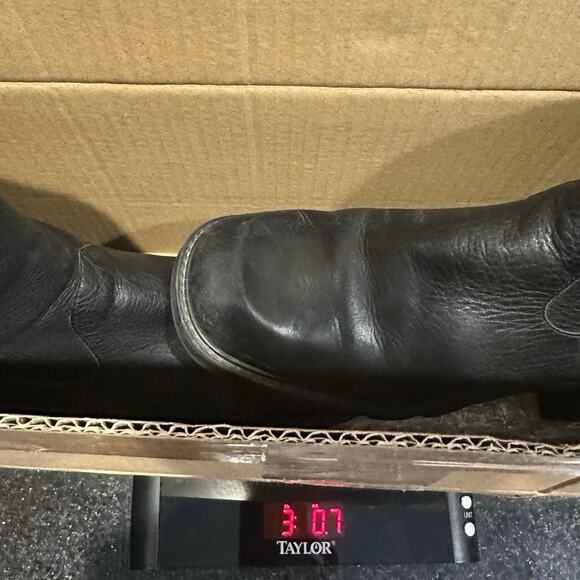 New Terrain Zip Ankle Boots Women Sz 7.5M Black Leather Chunky Heel Grunge Goth - Picture 16 of 16